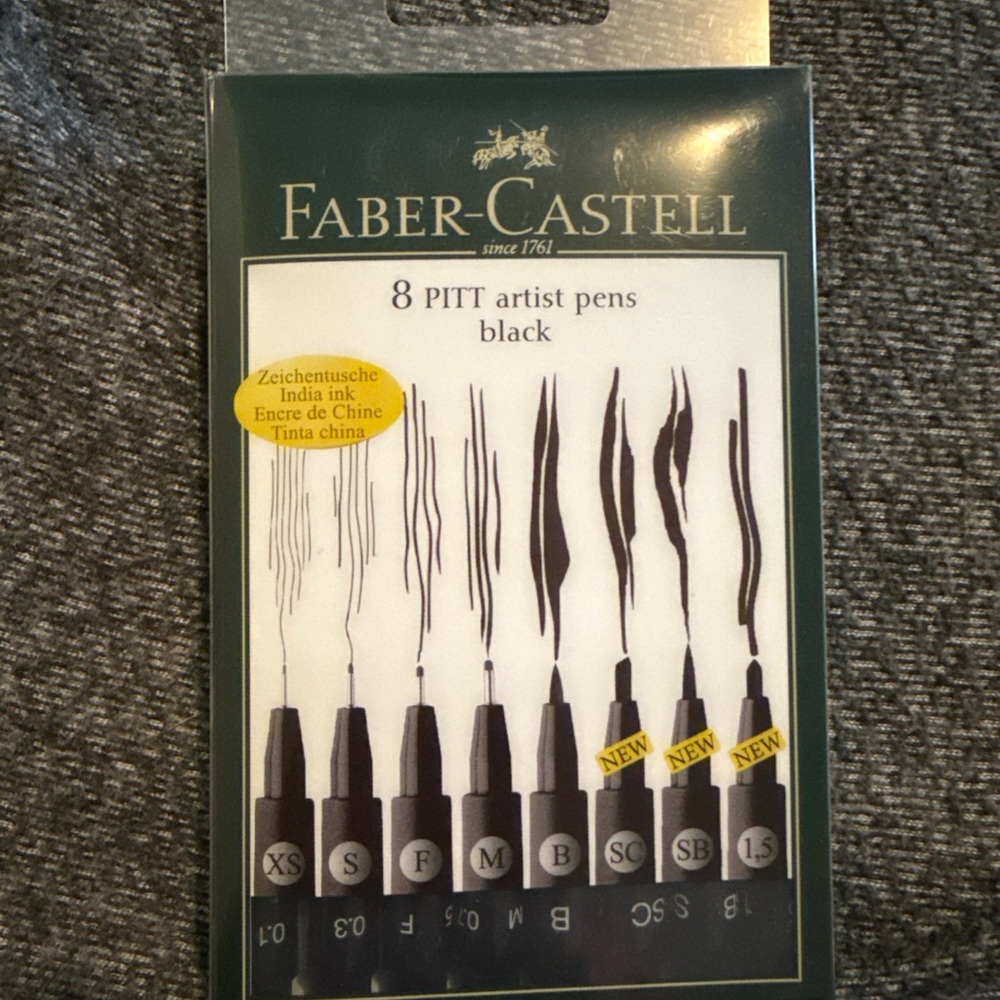 Faber-Castell PITT Artist Pens - Black (8 Pack)